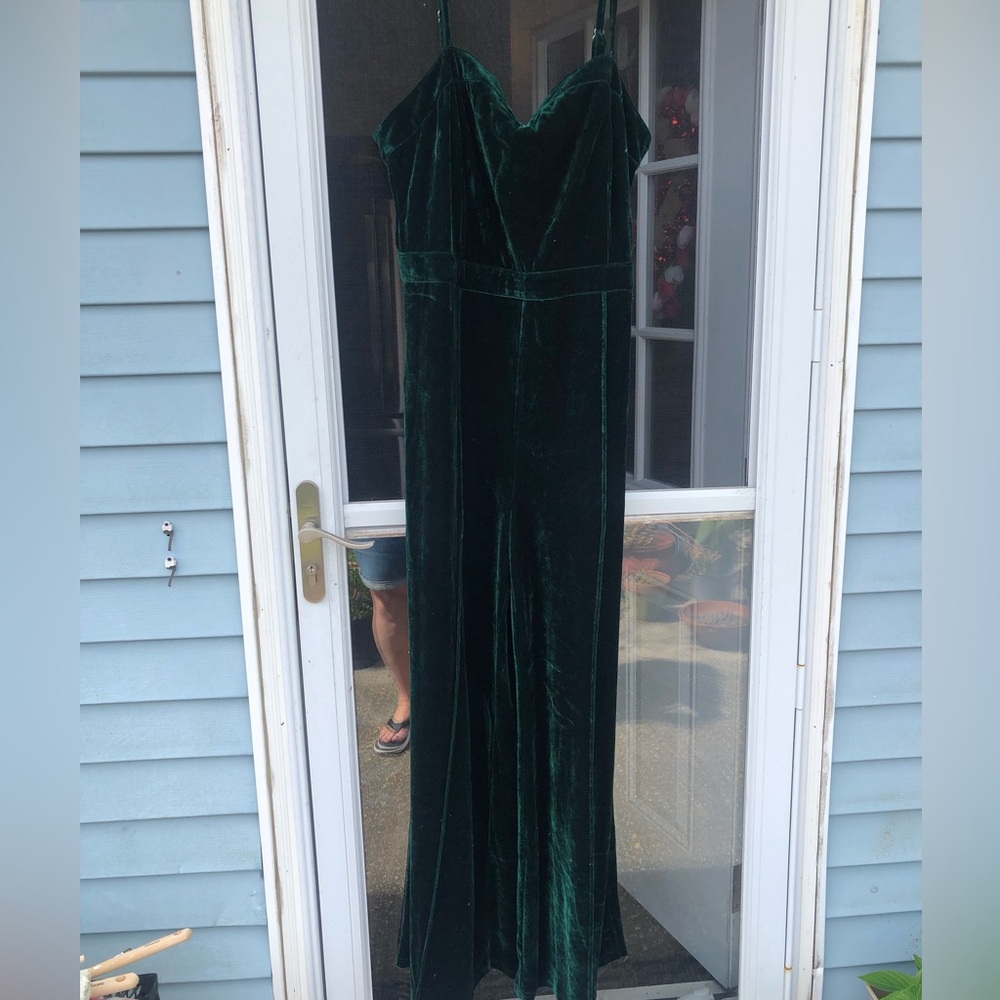 Fashion Nova Emerald Green Velvet Jumpsuit in 1X